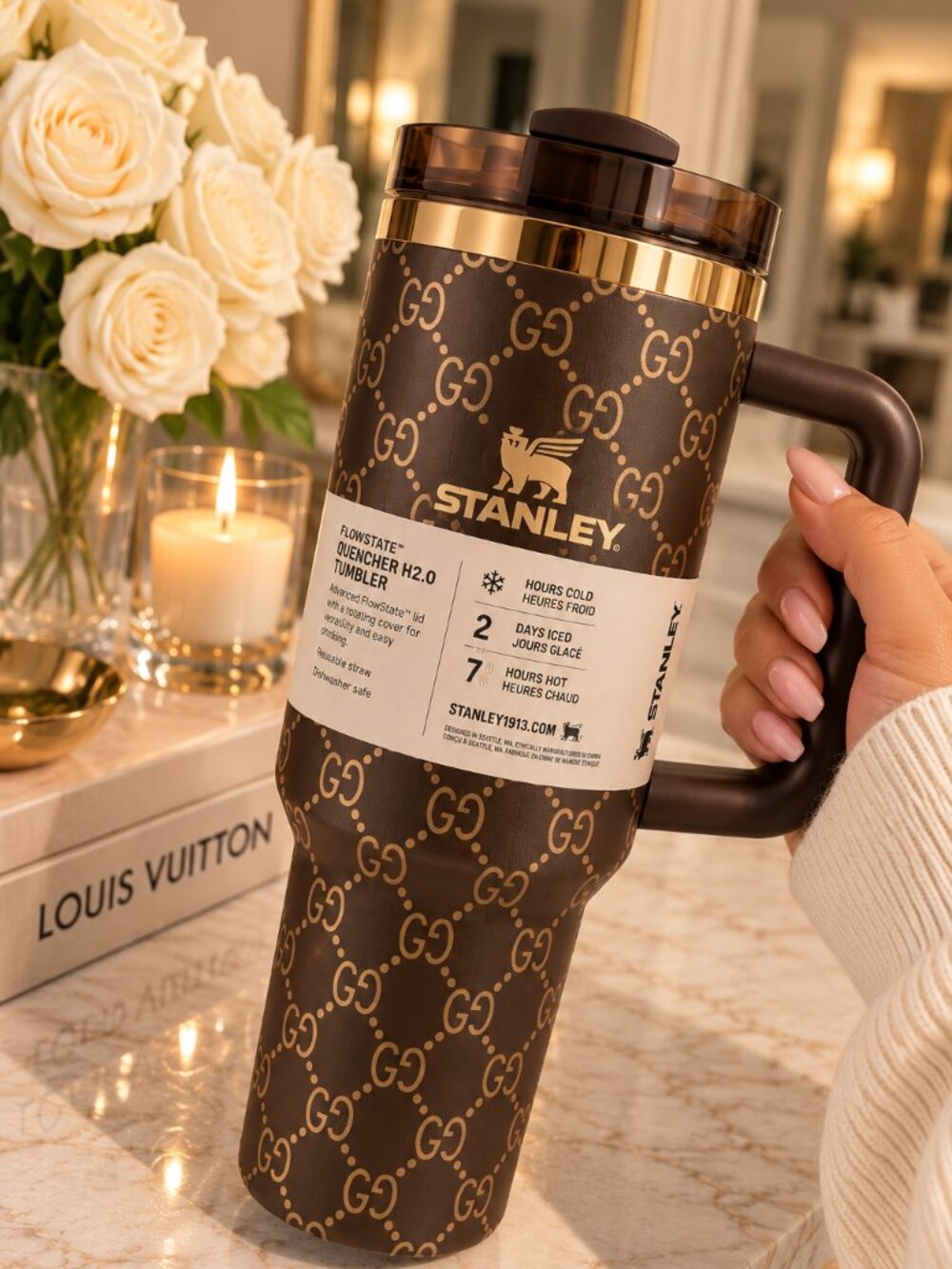 Stanley Chocolate Brown & Gold GG Quencher Tumbler | NEW